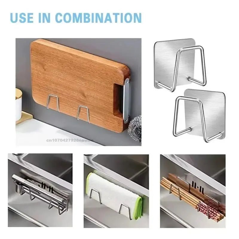 Stainless Steel Sponge Holder With Adhesive Wall Rack For Sink Organization Plus