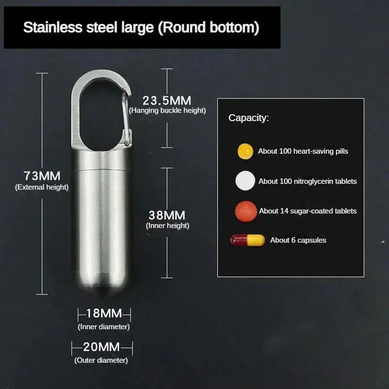 Stainless Steel Waterproof Pill Box For Outdoor Adventures — product view 12