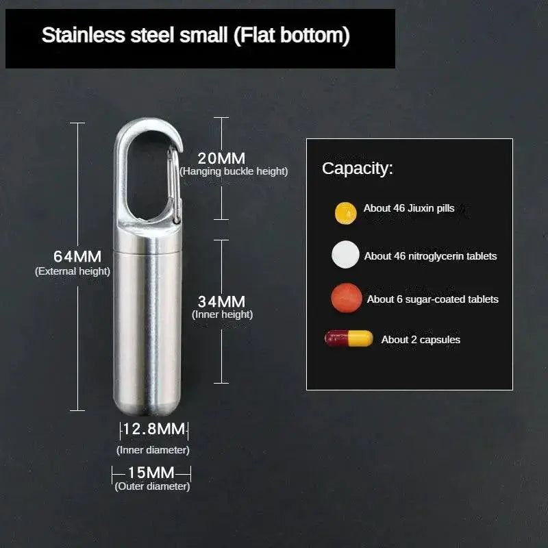 Stainless Steel Waterproof Pill Box For Outdoor Adventures — product view 11
