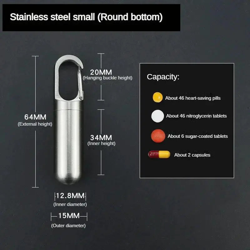 Stainless Steel Waterproof Pill Box For Outdoor Adventures — product view 10