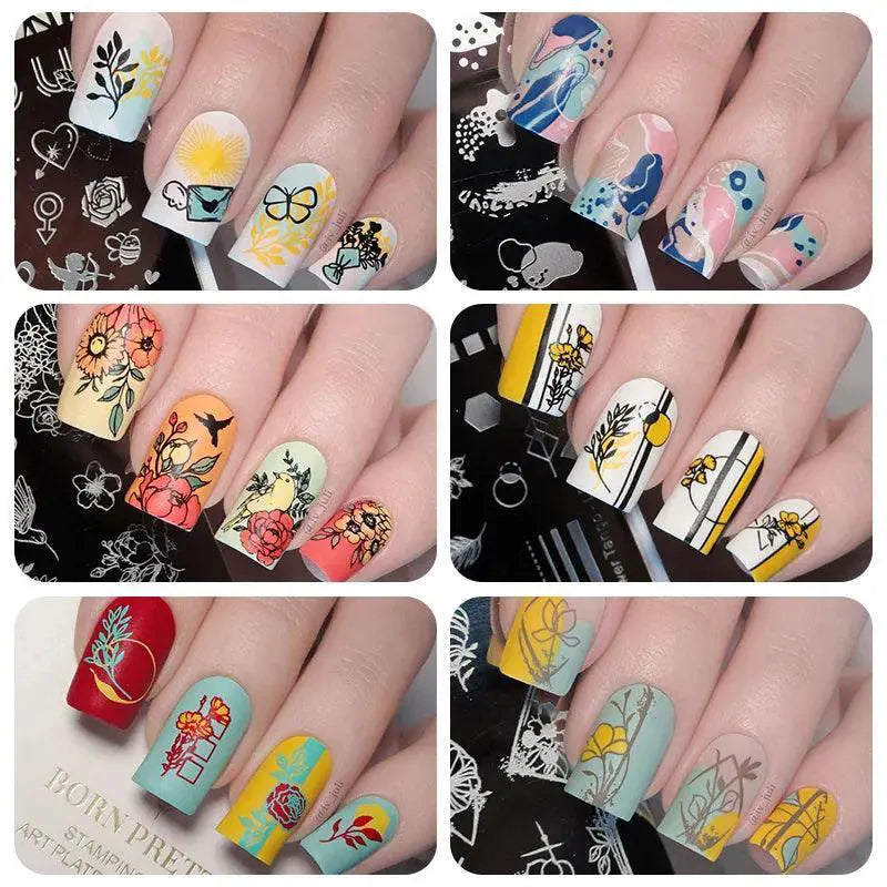 Stamping Nail Art Polish Set Creative DIY Kit Gold Silver