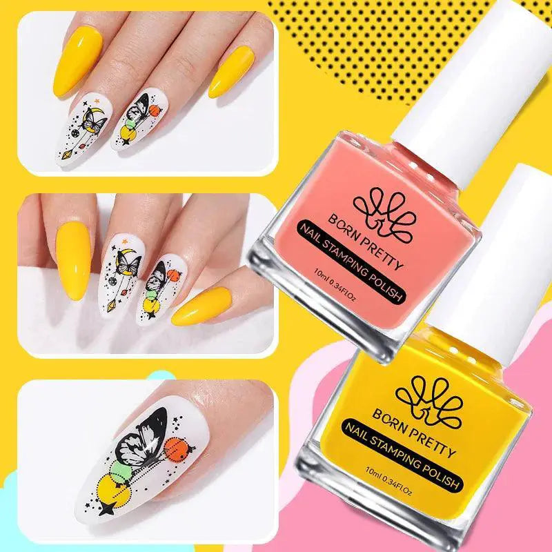 Stamping Nail Art Polish Set Creative DIY Kit Gold Silver