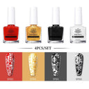 Stamping Nail Art Polish Set: Creative DIY Kit Gold Silver