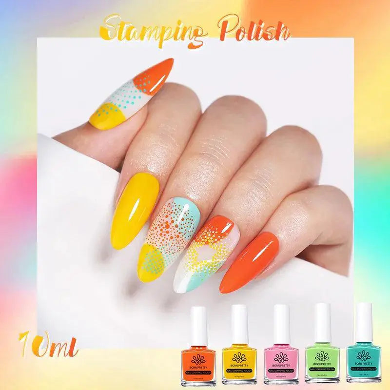 Stamping Nail Art Polish Set Creative DIY Kit Gold Silver