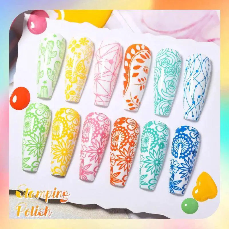 Stamping Nail Art Polish Set Creative DIY Kit Gold Silver