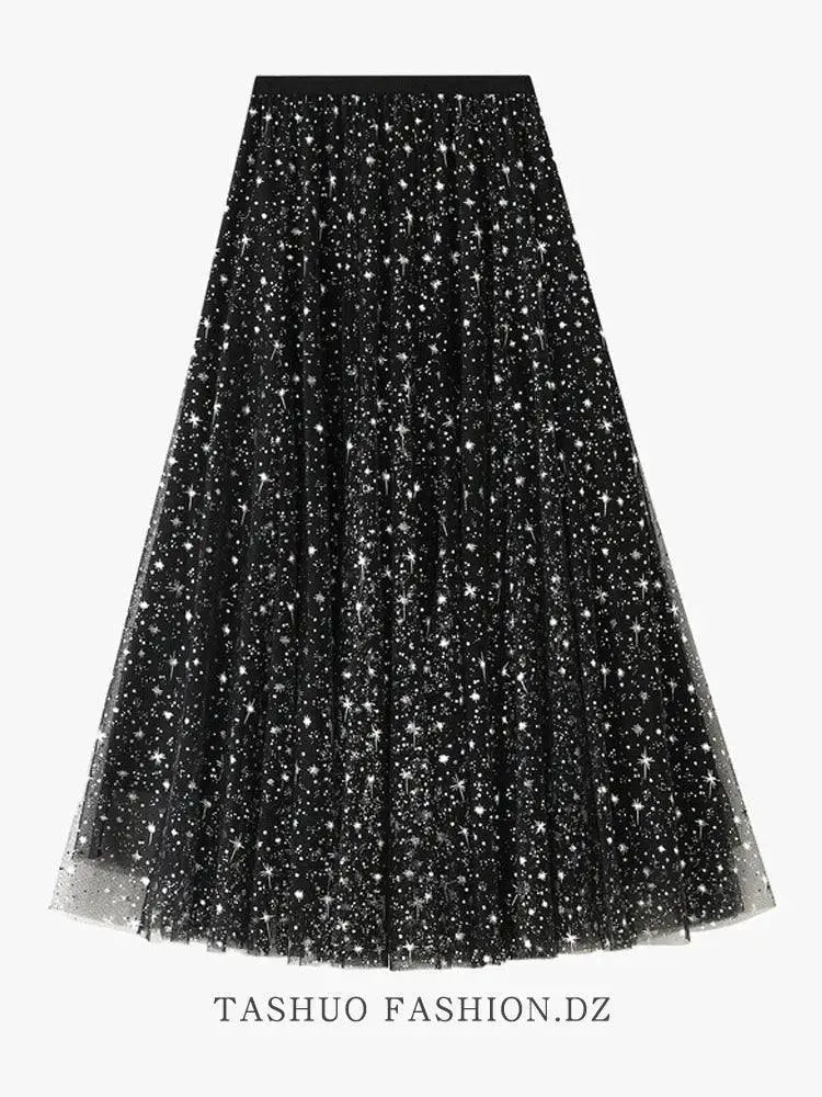 Starry Sky Sequined A Line Dress Glamorous Winter Fashion