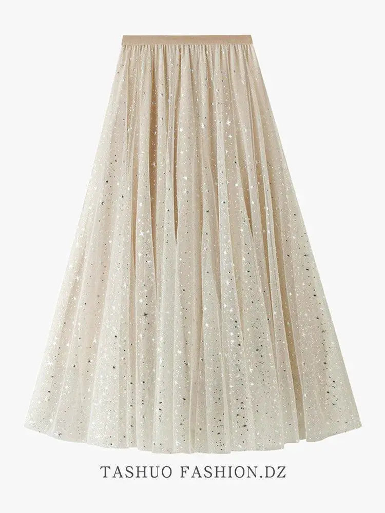 Starry Sky Sequined A Line Dress Glamorous Winter Fashion