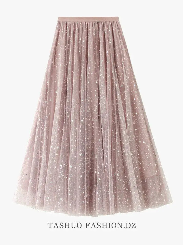 Starry Sky Sequined A Line Dress Glamorous Winter Fashion