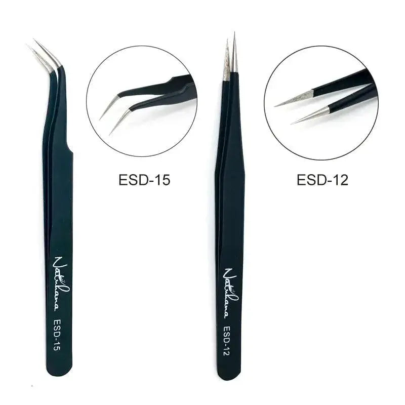 Static Resistant Eyelash Extension Tweezers Set Precision
