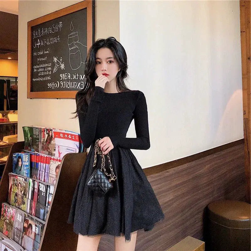 Stay Stylish Fleece - Lined Shiny Mesh Dress for Fashionistas