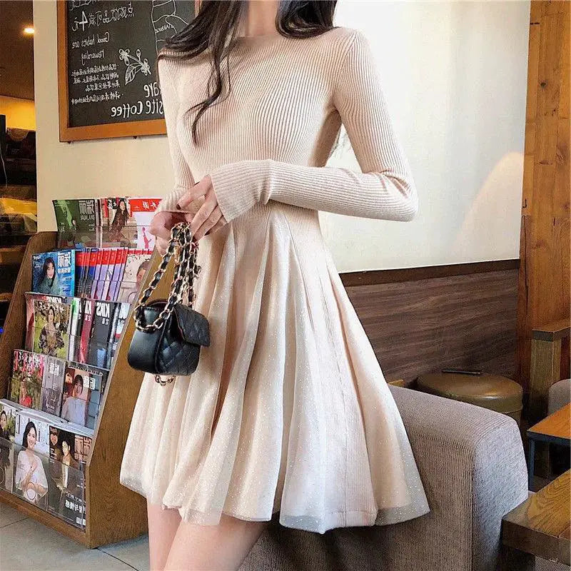 Stay Stylish Fleece - Lined Shiny Mesh Dress for Fashionistas