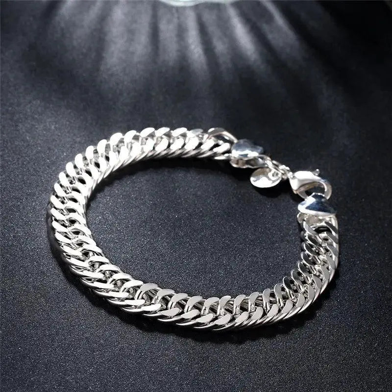 Sterling Silver Chain Bracelet Unisex Wedding Jewelry