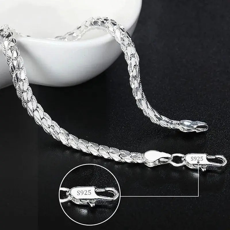 Sterling Silver Chain Bracelet Unisex Wedding Jewelry