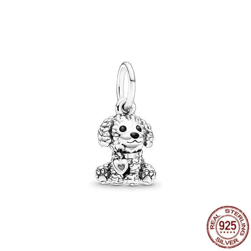 Sterling Silver Dog Charm Bead for Pandora Bracelet Jewelry