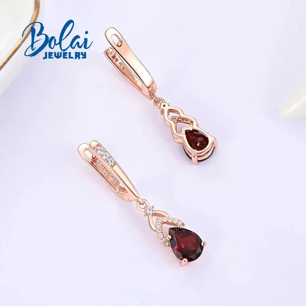 Sterling Silver Garnet Gemstone Earrings 925 Red Gift - OurLum.com