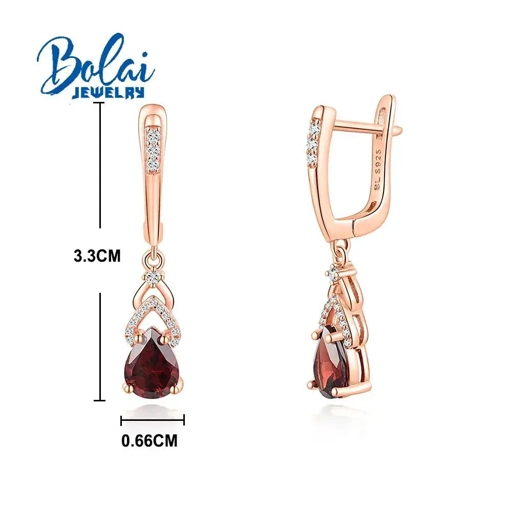 Sterling Silver Garnet Gemstone Earrings 925 Red Gift - OurLum.com