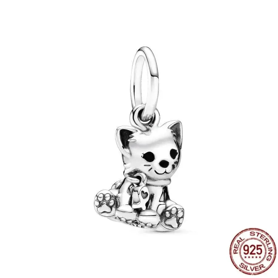 Sterling Silver Pet Cat Dangle Charm For Pandora Bracelet