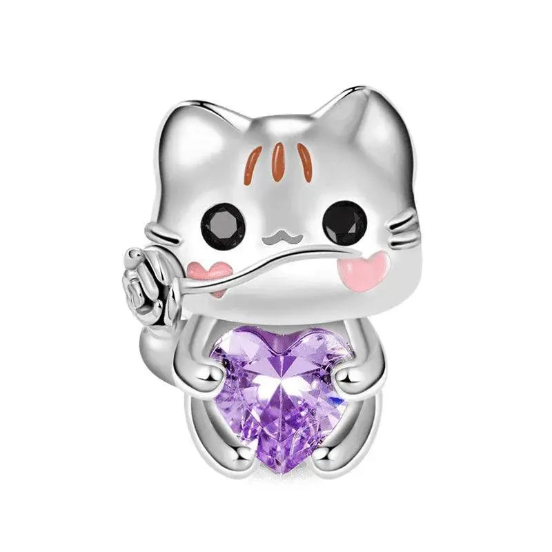 Sterling Silver Pet Cat Dangle Charm For Pandora Bracelet
