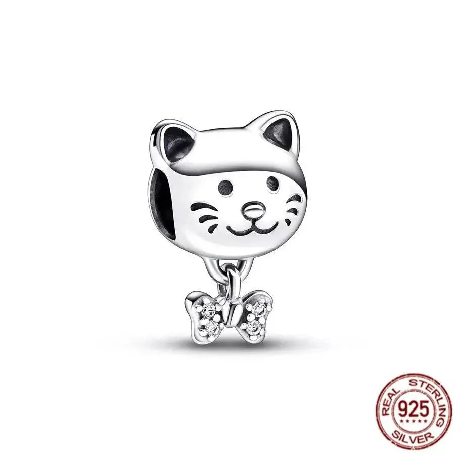 Sterling Silver Pet Cat Dangle Charm For Pandora Bracelet