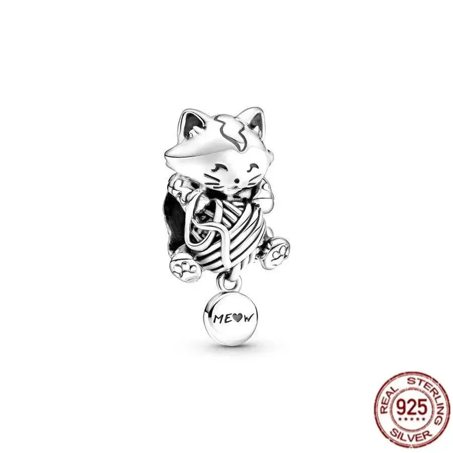 Sterling Silver Pet Cat Dangle Charm For Pandora Bracelet
