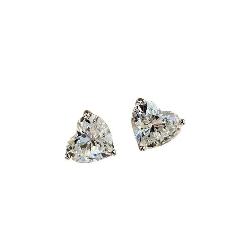 Sterling Silver Zirconia Heart Stud Earrings Party Wedding