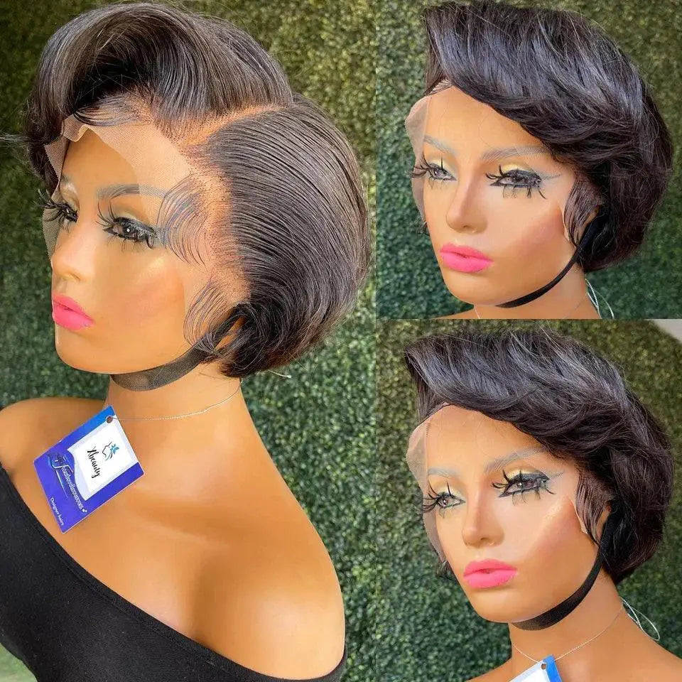 Straight Pixie Cut Wig Premium Brazilian Human Hair Chic