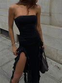 Strapless Midi Dress for Summer Beach Party Style