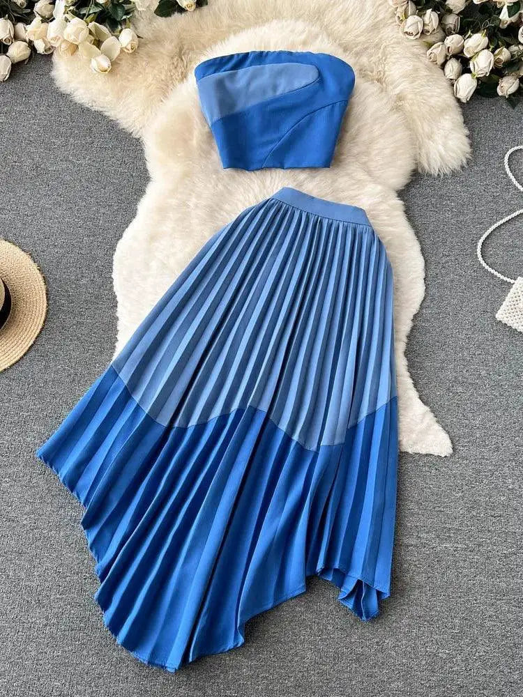 Strapless Skirt Set Modern Women Chic Summer Fashion