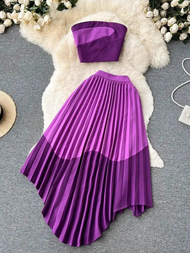 Strapless Skirt Set Modern Women Chic Summer Fashion