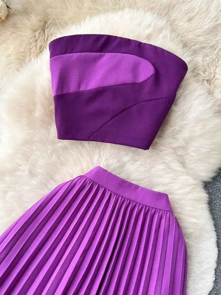 Strapless Skirt Set Modern Women Chic Summer Fashion