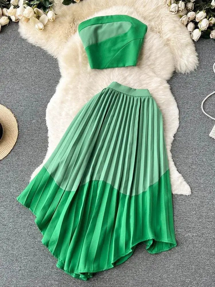 Strapless Skirt Set Modern Women Chic Summer Fashion