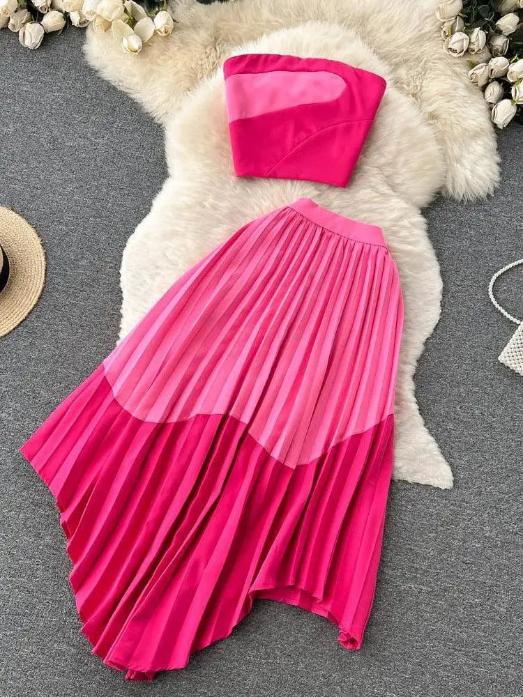 Strapless Skirt Set Modern Women Chic Summer Fashion