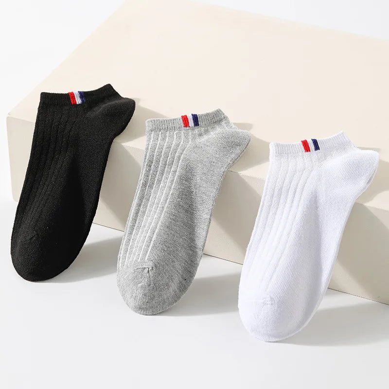 StrideLine Mens Thin Boat Socks 5 Pairs - Breathable Summer Comfort For Everyday