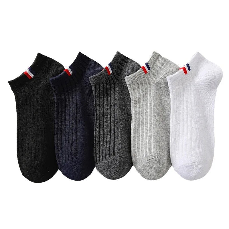 StrideLine Mens Thin Boat Socks 5 Pairs - Breathable Summer Comfort For Everyday