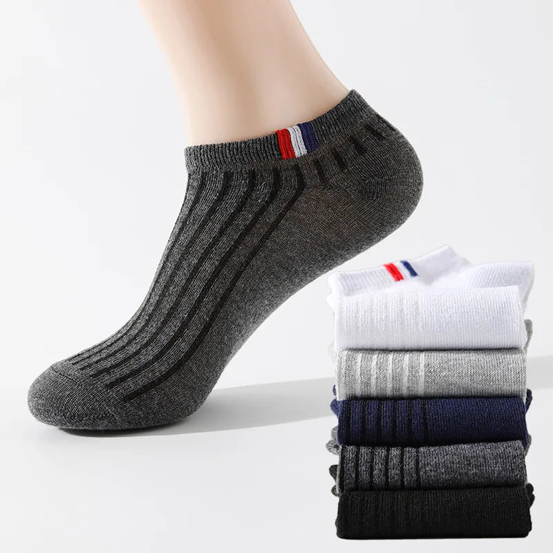 StrideLine Mens Thin Boat Socks 5 Pairs - Breathable Summer Comfort For Everyday