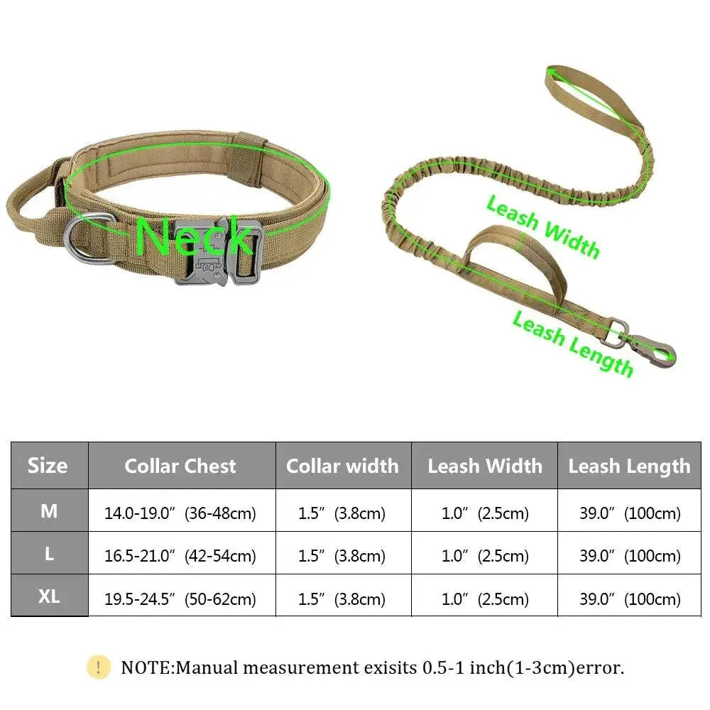 Strong Dog Tactical Nylon Collar And Bungee Leash Set