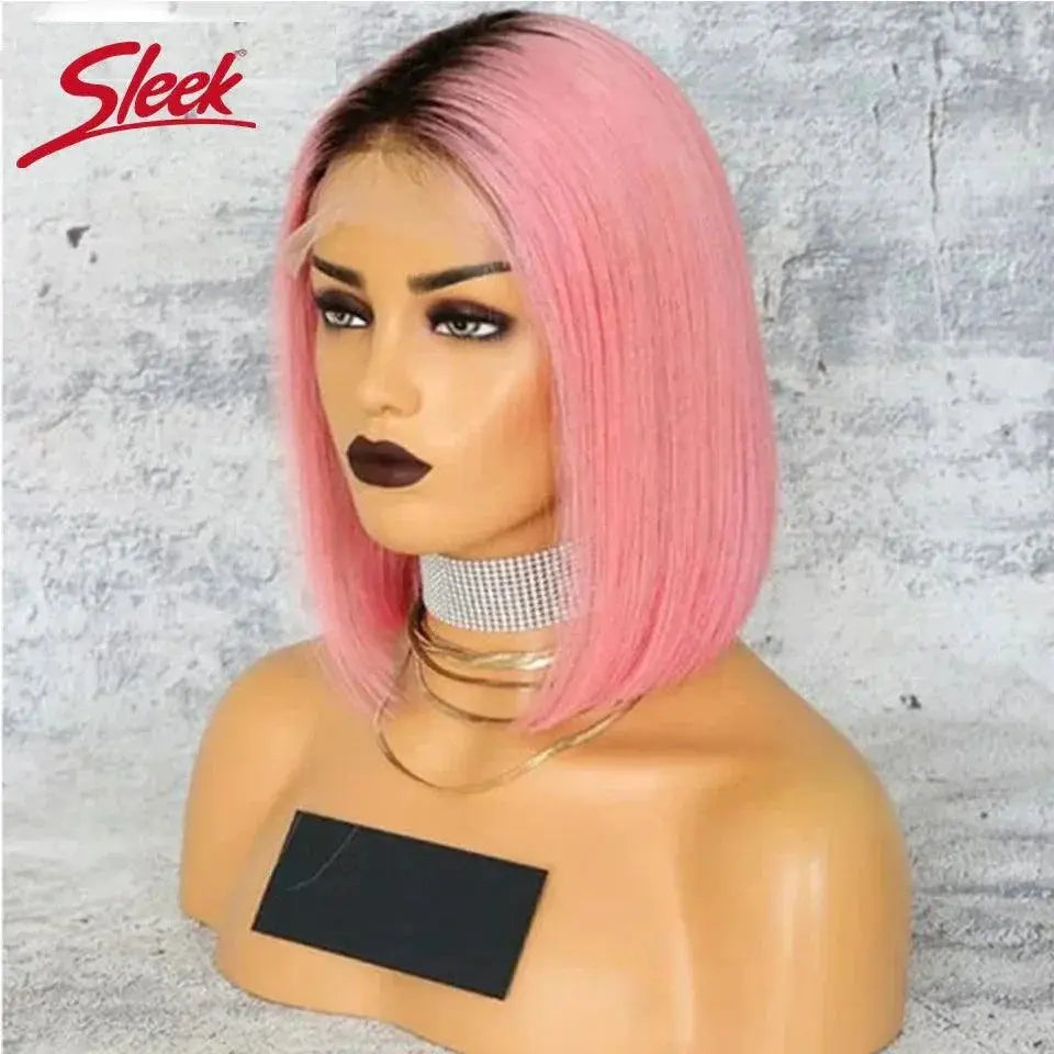 Stunning Pink Blonde Lace Front Bob Wig Premium Human Hair