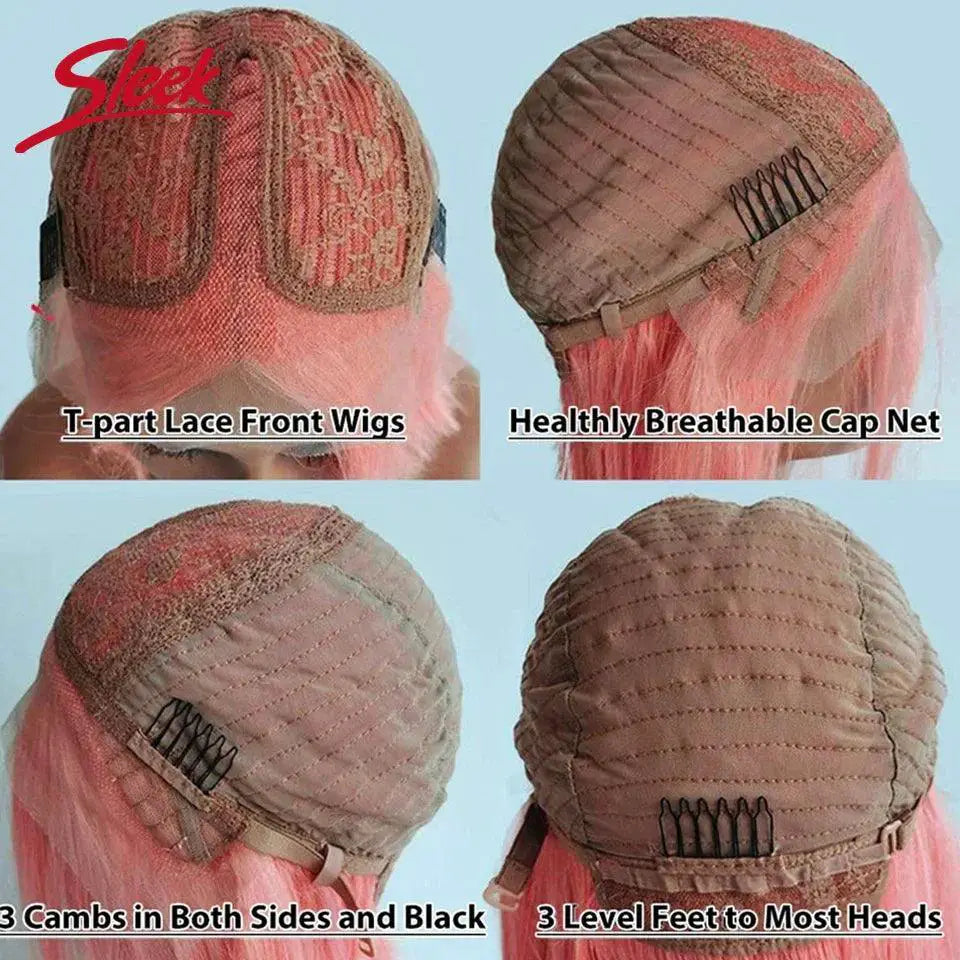 Stunning Pink Blonde Lace Front Bob Wig Premium Human Hair