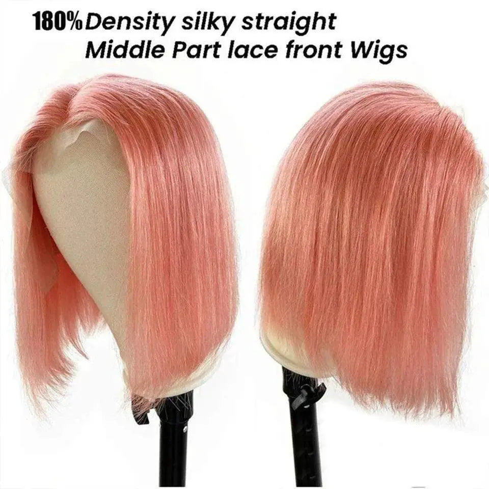 Stunning Pink Blonde Lace Front Bob Wig Premium Human Hair