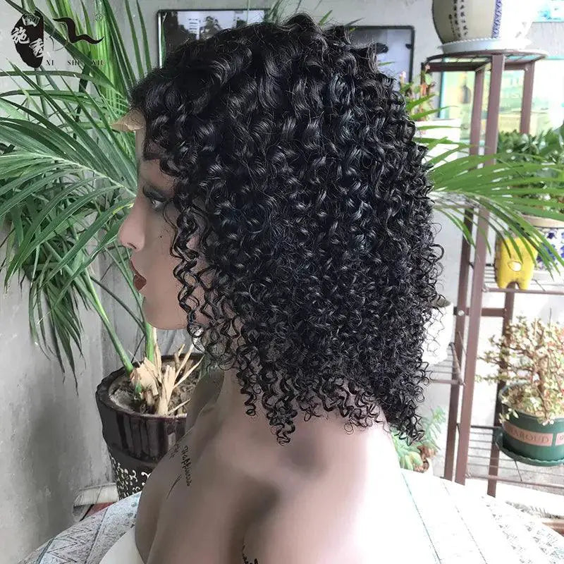 Stylish 10 Inch Bob Deep Wave Lace Wig Premium Human Hair