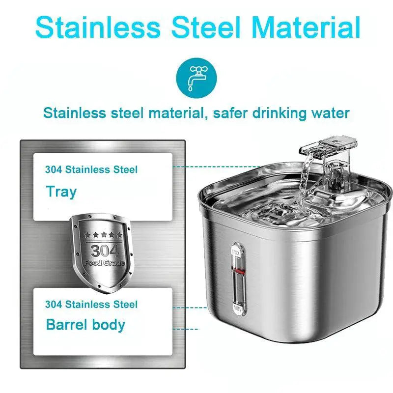 Stainless Steel Automatic Cat Water Fountain Dispenser