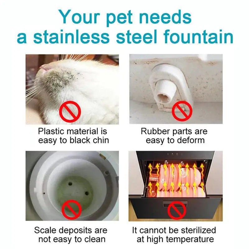 Stainless Steel Automatic Cat Water Fountain Dispenser
