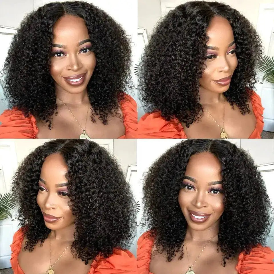 Short Curly Bob Wig 13x4 Lace Front Remy Human Hair