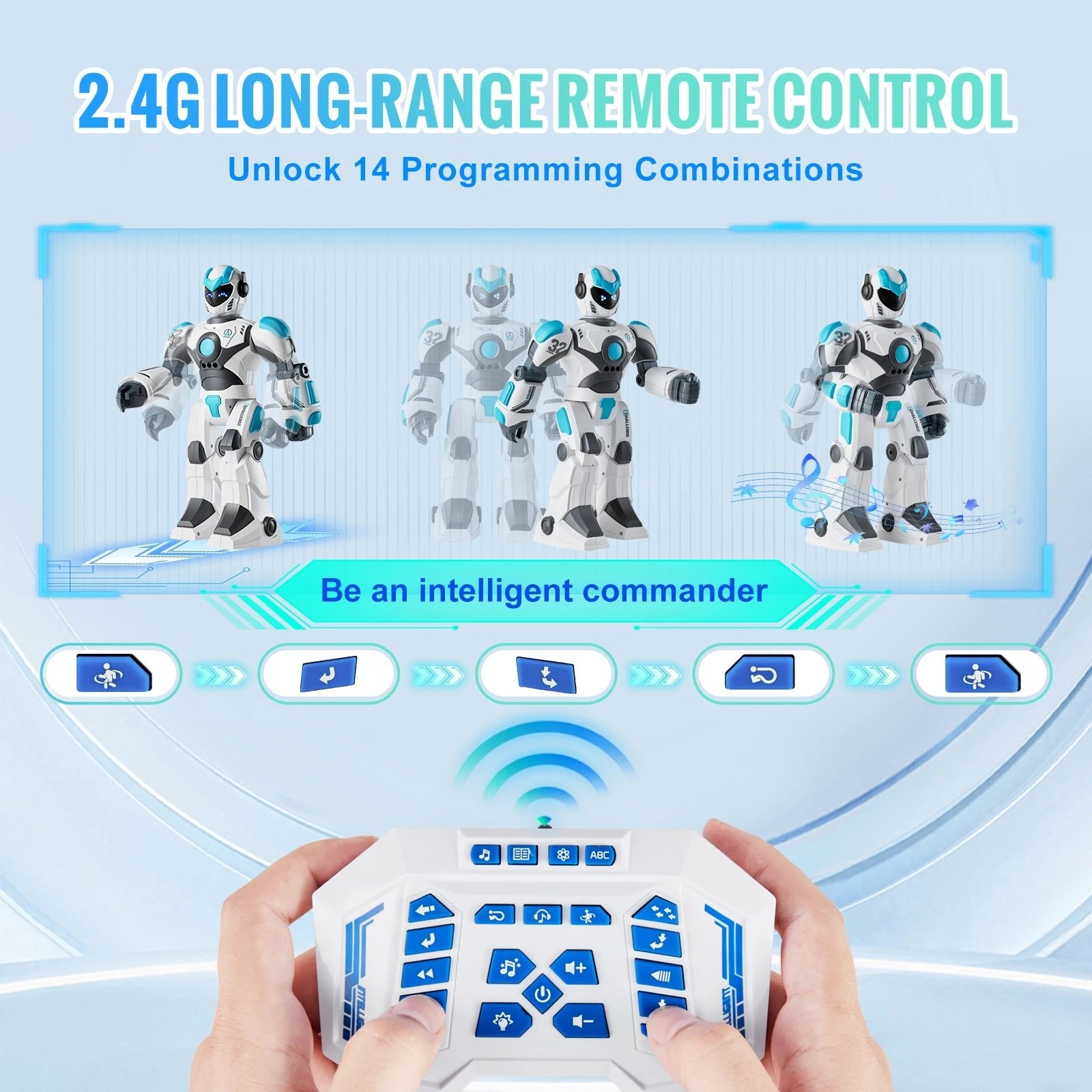 SucceBuy RC Police Robot Toy For Kids 6 To 12 Educational Sings Stories Dances