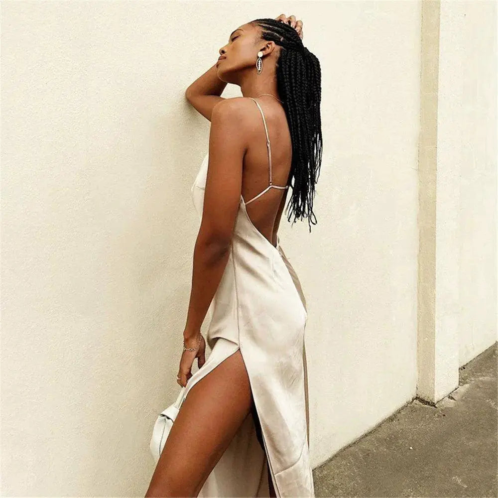Sultry Backless Maxi Dress For Club Party Chic Style