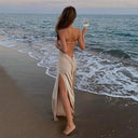 Flattering Backless Maxi Dress for Club