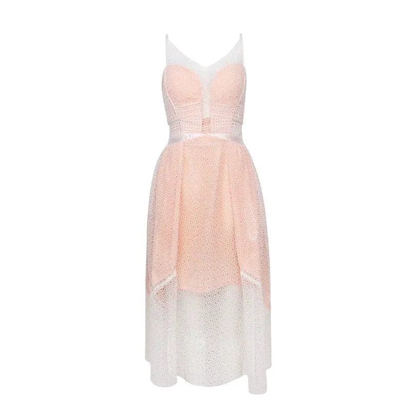 Sultry Mesh Party Dress With Lace Zipper Detail Glamour
