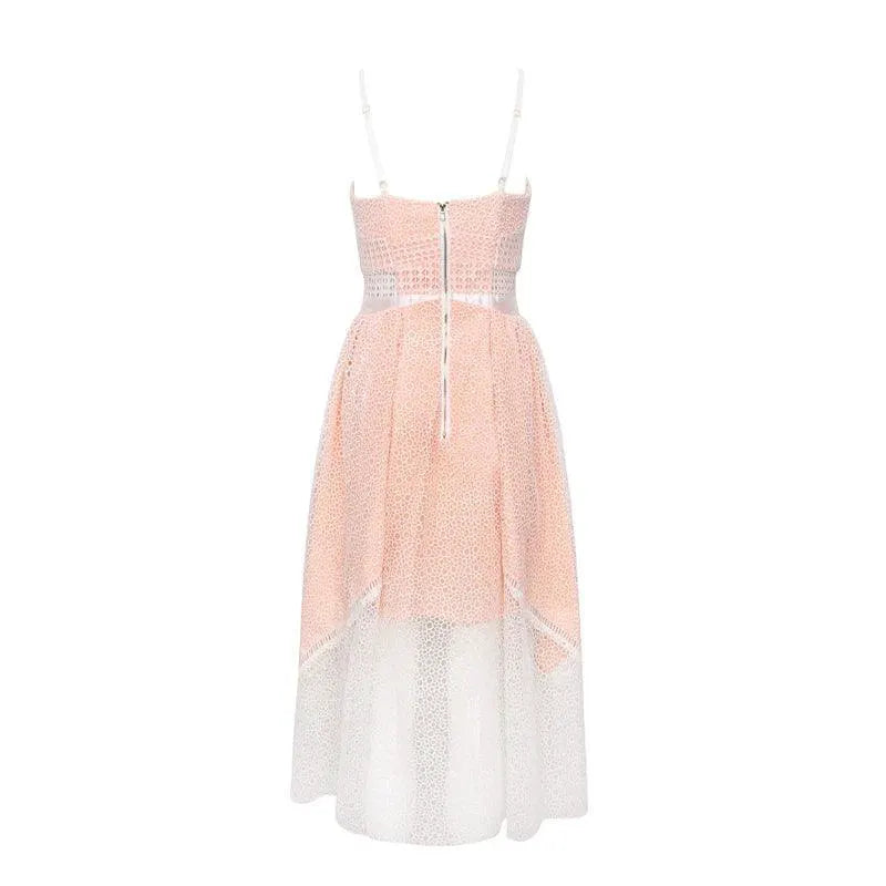 Sultry Mesh Party Dress With Lace Zipper Detail Glamour