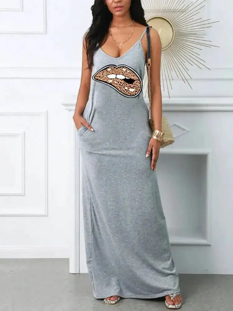 Sultry Summer Dress Printed Suspender Outfit Chic Sexy