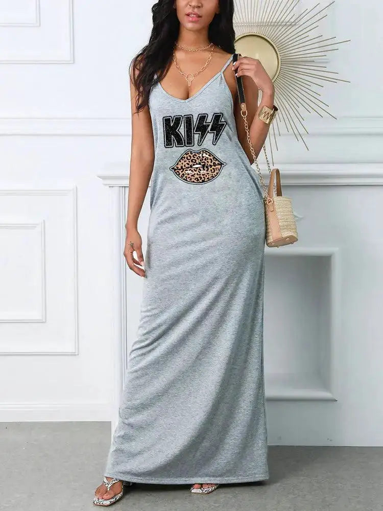 Sultry Summer Dress Printed Suspender Outfit Chic Sexy